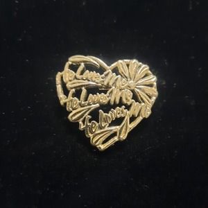 Signed BSD Bob Siemon Design HE LOVES ME Silvertone Brooch